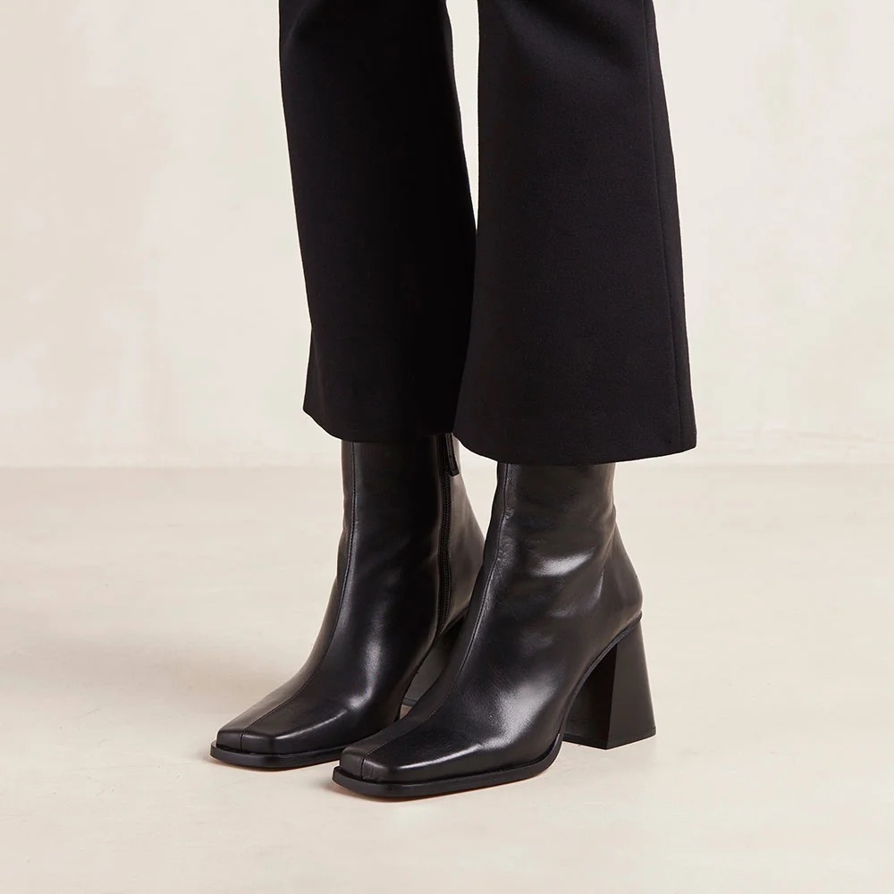 Square Toe 3-Inch Heel Ankle Boots